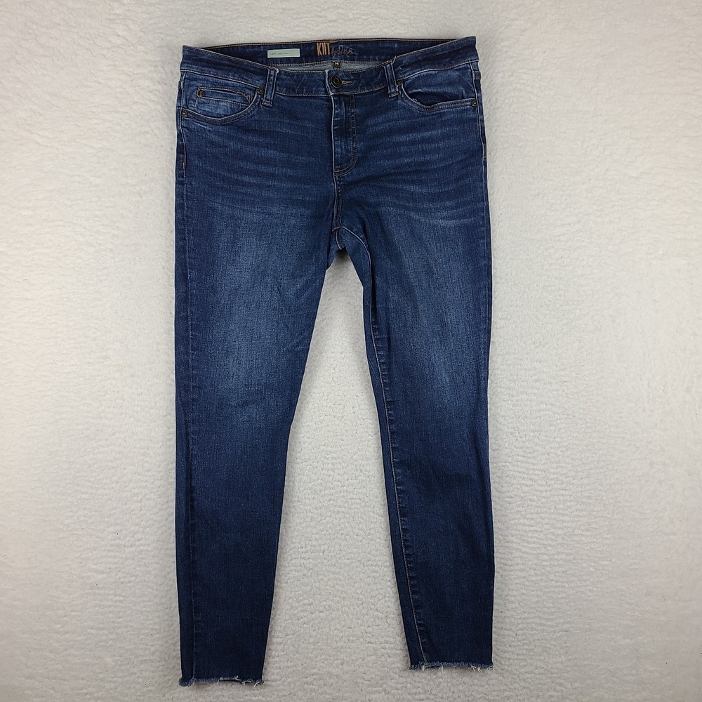 Kut From The Kloth Jeans Womens 14 Blue Carlo Ankle Skinny Fray‎ Dark Wash Denim